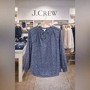 J.Crew Blue Floral Long Sleeve Blouse Size S